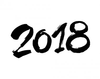 2018 vektör çizim. Elle çizilmiş yazı vektör sanat. Modern fırça hat.