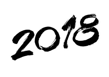 2018 vektör çizim. Elle çizilmiş yazı vektör sanat. Modern fırça hat.