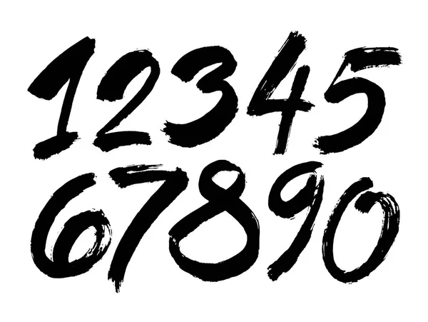 Σύνολο διανυσματικών αριθμών από ακρυλικό ή μελάνι, γράμματα πινέλου — Διανυσματικό Αρχείο