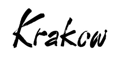 Krakow, Modern fırça kaligrafi tarzı. Vektör hat. Tipografi poster. Arka plan olarak kullanılabilir.