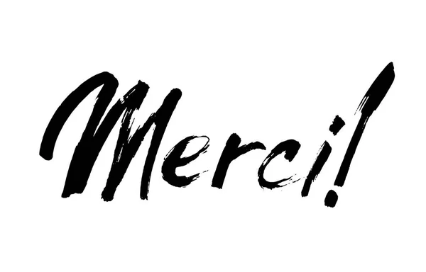 Merci d'avoir écrit en français. Merci. Expression vectorielle dessinée à la main. Calligraphie moderne manuscrite au pinceau pour invitation et carte de vœux — Image vectorielle