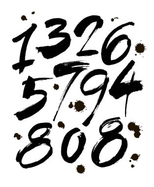 Kaligrafi mürekkep numarası tasarımınız için vektör, yazı fırça