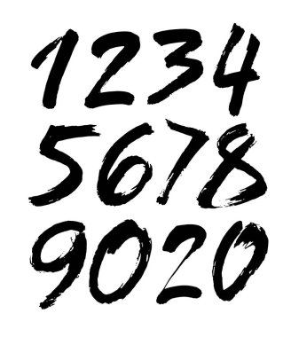 vektör kümesi kaligrafik akrilik veya mürekkep numaraları, fırça harfleri