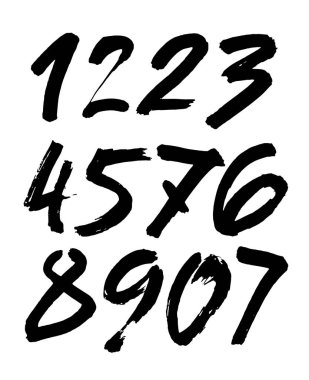 vektör kümesi kaligrafik akrilik veya mürekkep numaraları, fırça harfleri