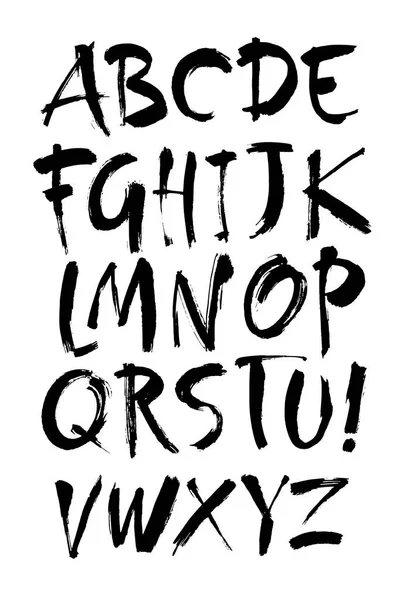 Polices d'alphabet dessinées à la main de style pinceau acrylique vectoriel. Brosse moderne Lettrage . — Image vectorielle