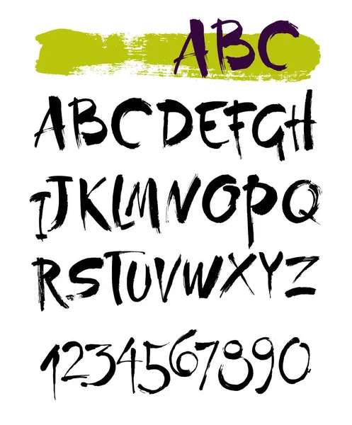 Vektor akril ecset kézzel rajzolt ábécé betűtípus — Stock Vector
