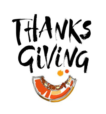 Şükran günü yazı davetiyeler veya bayram tebrik kartları için vektör. Modern fırça hat.