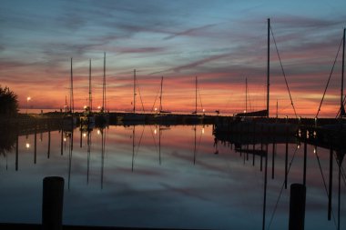 Danimarka 'da gün batımı Gedser Limanı' nda