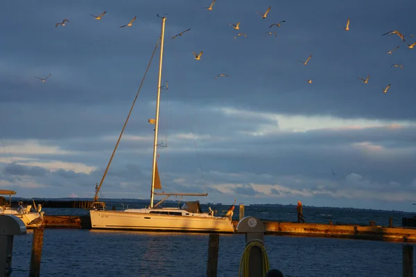 Sonnenaufgang Hafen Von Bagenkop Auf Langeland Dnemark — 스톡 사진