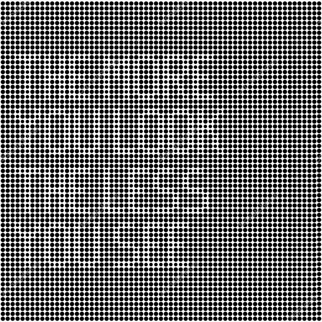 op art text with black dots on white background