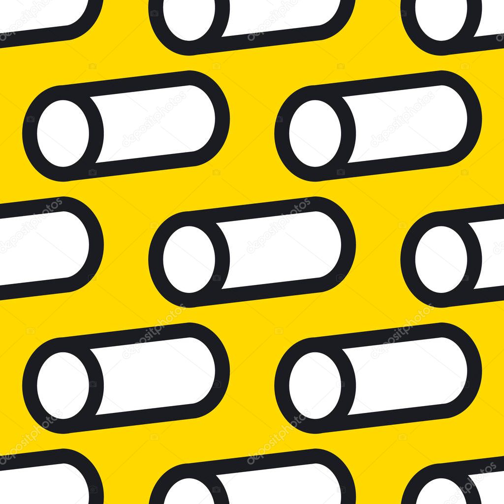 black, white and yellow seamless pattern with cylinders