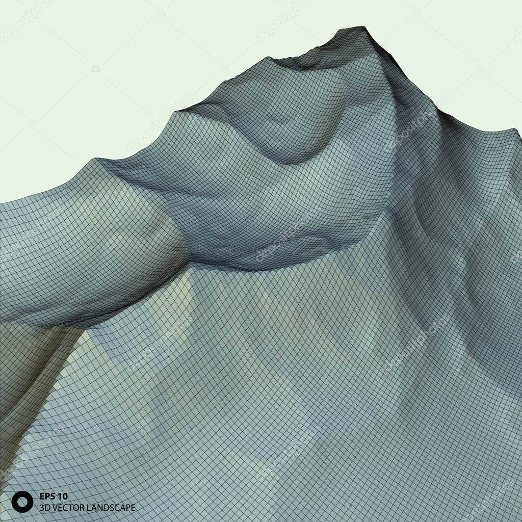 vector of a 3d landscape with a mountain 