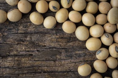 soya fasulyesi ahşap zemin üzerinde