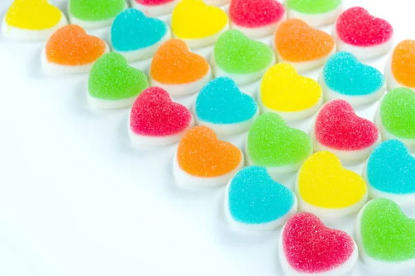 Heart candies coated with sugar, heart colorful sweet candies, s — Stock Photo, Image