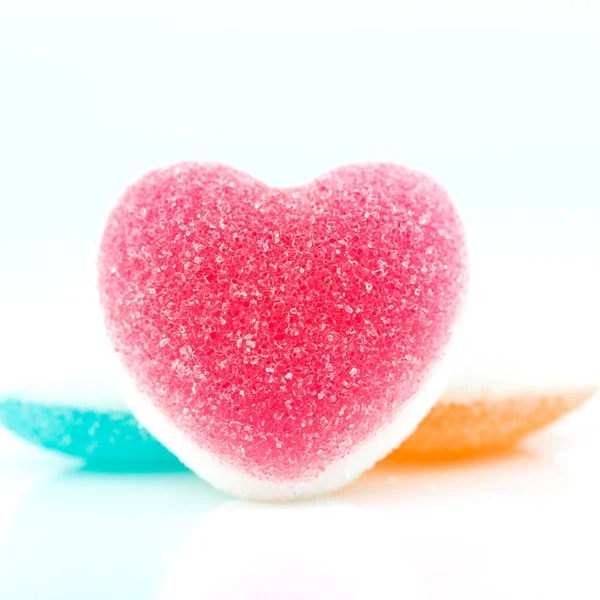 Szív cukorka bevonva cukorral, szív színes édes cukorka, s — Stock Fotó