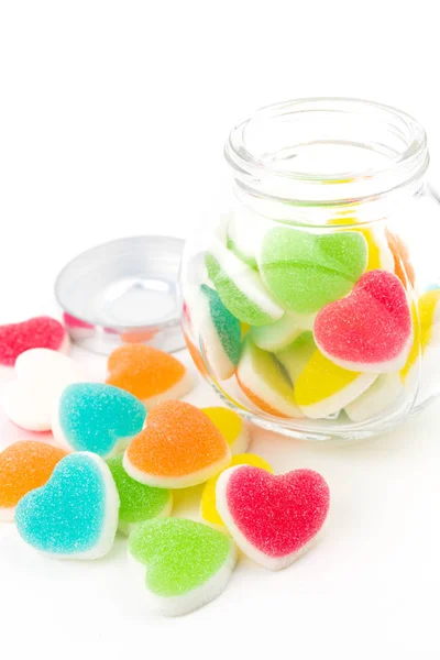 Doces de coração revestido com açúcar, doces doces coloridos coração, s — Fotografia de Stock