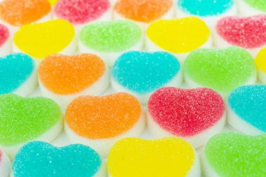 Şeker, kalp renkli tatlı şekerler, s ile kaplı kalp şekerler