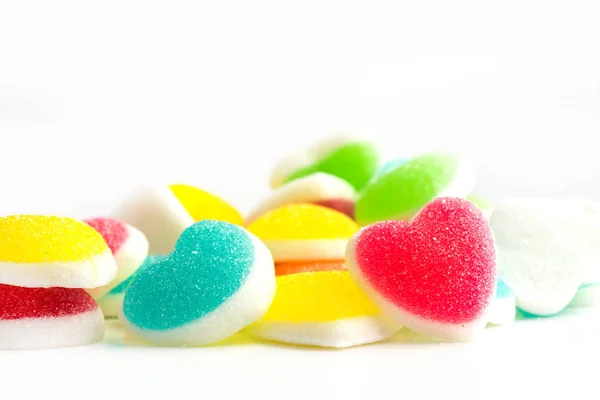 Herz Bonbons Mit Zucker Überzogen Herz Bunte Süße Bonbons Zucker — Stockfoto