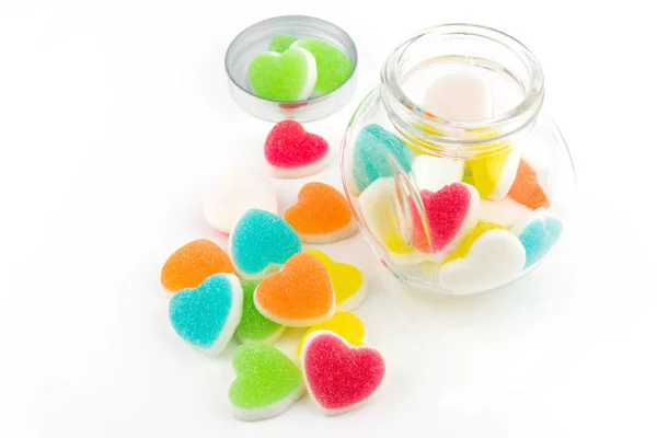 Kalp Şekerler Şekerle Kaplı Kalp Renkli Tatlı Şeker Şeker Kalp — Stok fotoğraf