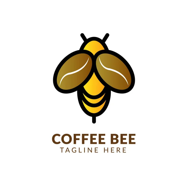 Illusztráció kávéscsésze ital és méh logó design inspiráció, méh kávé logó vektor, körvonalazott logó — Stock Vector