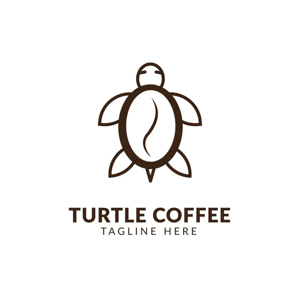 Kombinációja teknős teknős kávé kávé.teknős logó, egyszerű, tiszta és elegáns, Teknős kávé logó design ötlet, — Stock Vector