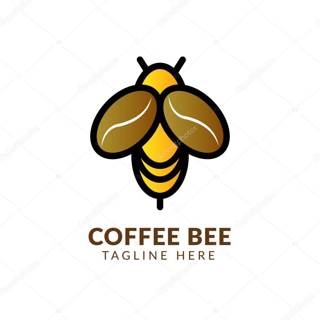 Illustration of coffee cup drink and bee logo design inspiration,bee coffee logo vector , outline logo