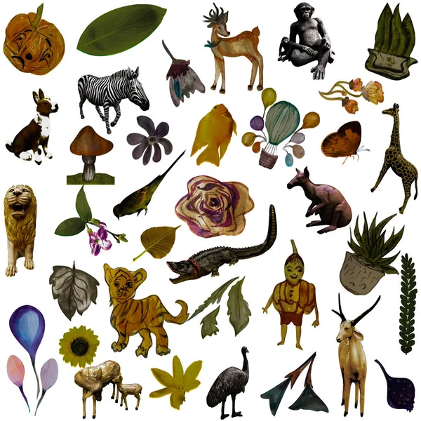 Animales Wild based and nature mix combination pattern design . — Foto de Stock