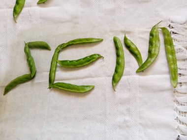 Kış sebzeleri düz yeşil fasulye.