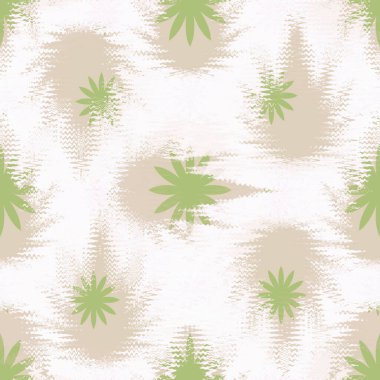 Yeşil ve gri renkli çiçek şekilli dalgalı, pürüzsüz desen 