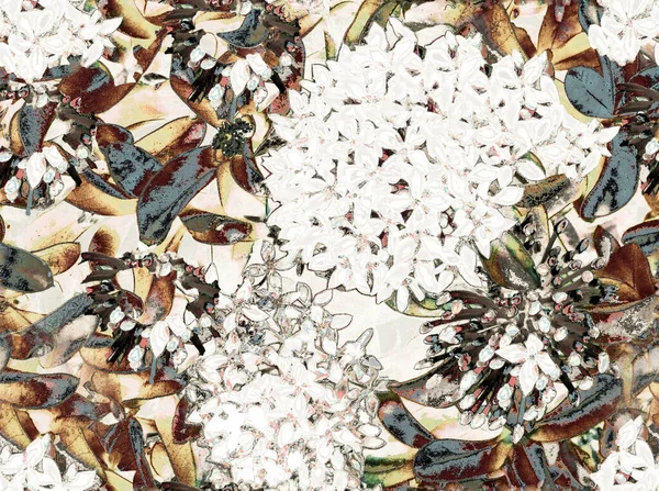 花と葉の抽象的なシームレスなパターン — ストック写真