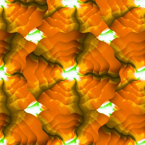 波状のグラデーションレッドとオレンジの花の抽象的なシームレスなパターン — ストック写真