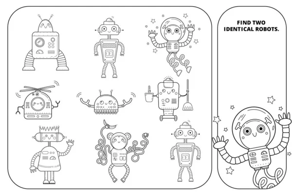 Malvorlagen Umreißen Visuelle Puzzle Seite Für Vorschulkinder Finden Sie Identische — Stockvektor