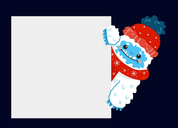 Lindo Yeti Nieve Con Signo Blanco Imagen Vector Pancarta Aislado — Archivo Imágenes Vectoriales