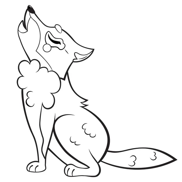 Dibujo Para Colorear Del Lindo Lobo Aullador Dibujos Animados Imagen — Vector de stock