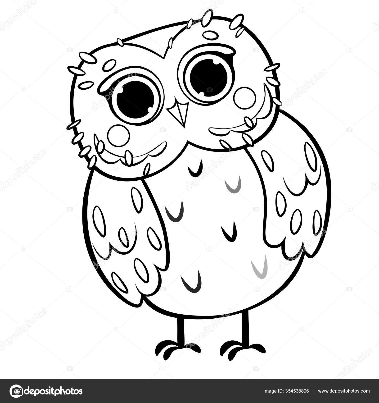 Coloring Page Outline Cute Cartoon Owl Vector Image Isolated White ...