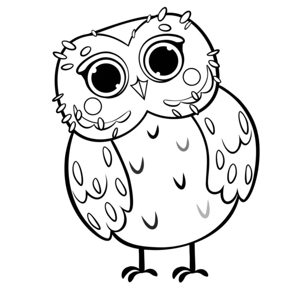 Coloring Page Outline Cute Cartoon Owl Vector Image Isolated White — Stock Vector