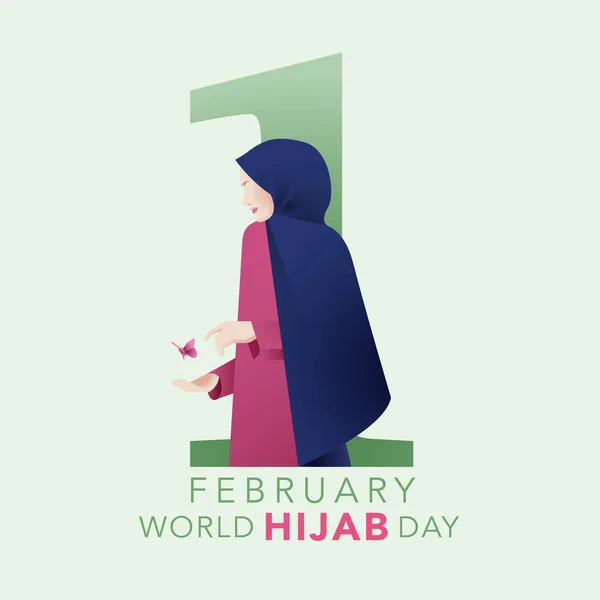 World Hijab Dag Den Februari Internationella Dag Firande Och Hälsning — Stock vektor