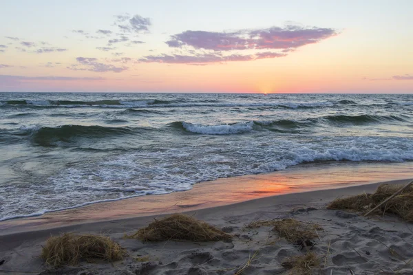 Michigan zomer strand zonsondergang Panorama — Stockfoto
