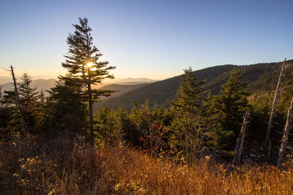 Cúpula de Clingmans com vista para o Parque Nacional Great Smoky Mountains — Fotografia de Stock