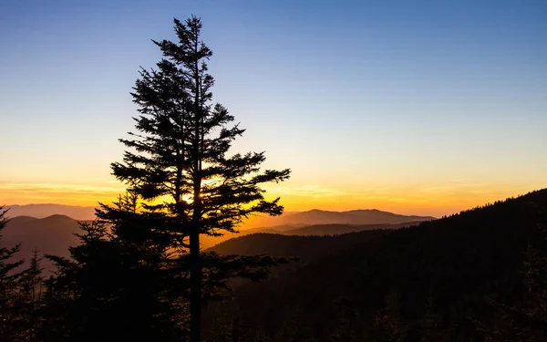 Store Smoky Mountains Sunset Landskab - Stock-foto