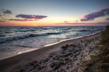 Yaz plaj gün batımı Panorama