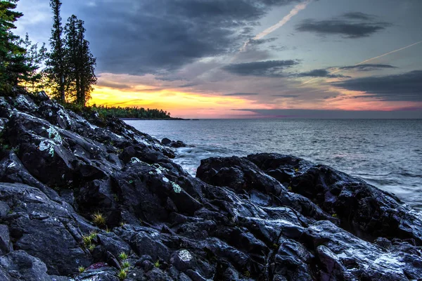 Norte Michigan Lake Superior pôr do sol — Fotografia de Stock
