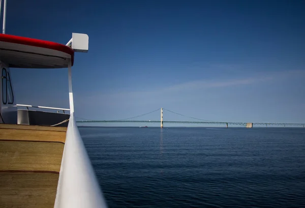 Fundo Barco Barco Dia Ensolarado Verão Nos Grandes Lagos Com — Fotografia de Stock