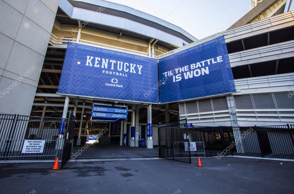 Lexington, Kentucky, USA - April 22, 2016: Entrance to the Commonwealth Stadium in Lexington, Kentucky. The stadium is home to University of Kentucky Wildcats football team.