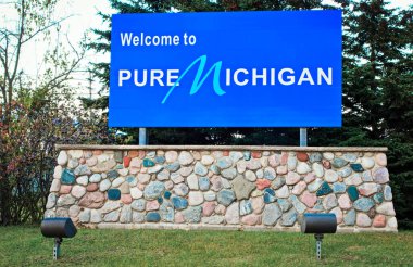 Ludington, Michigan, Usa - 19 Ekim 2013 Saf Michigan tabelasına hoş geldiniz. Pure Michigan, Michigan eyaletinin turizm için düzenlediği tanıtım kampanyasıdır.. 