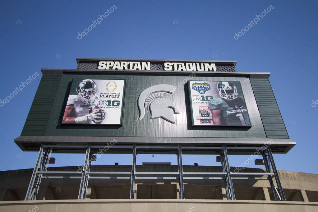 East Lansing, Michigan, USA - September 17, 2018: Exterior of Spartan Stadium on the Michigan State University campus. Spartan Stadium is the home of the MSU Spartans Football team.