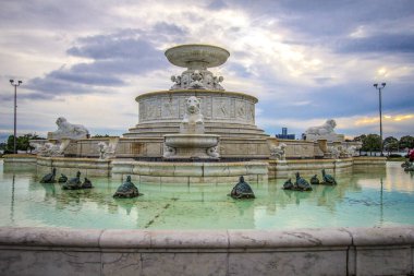 Detroit, Michigan, Usa - 6 Eylül 2018 Belle Adası 'ndaki James Scott Memorial Fountain. Çeşme 1925 yılında 500.000 dolara tamamlandı.. 
