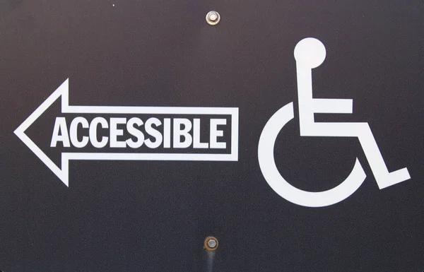 Handicapped Segno Accessibile Segno Nero Con Scritta Bianca Freccia Che — Foto Stock