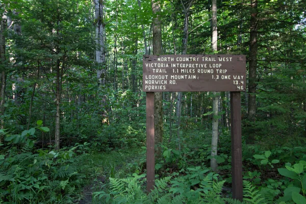 North Country Trail Marker. Mile marker along the North Country Trail in the Upper Peninsula of Michigan.