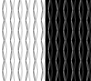 Soyut siyah beyaz sorunsuz şekillerinin tane dalgalanan çizgi ayarlayın. Vektör eps 10.